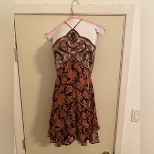 Anthropologie Freya Halter Appliqué Mini Dress